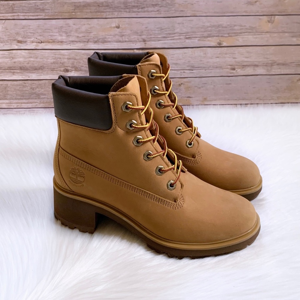 Women's Tan Lace-Up Heeled Work Boots